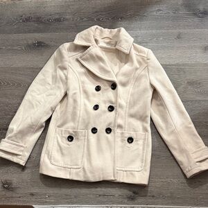 St. John Bay Elegant Cream Double-Breasted Women's Coat